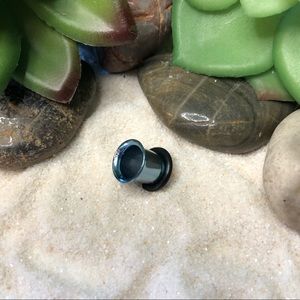 Single 0g Blue Surgical Steel Gauge Tunnel